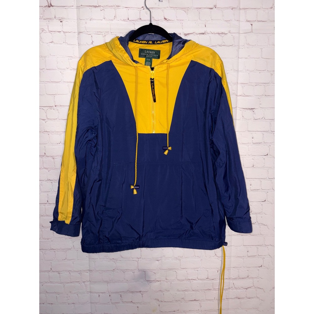 Lauren Ralph Lauren Petite Vintage Y2K Colorblock Windbreaker Navy Yellow PM - Picture 1 of 4